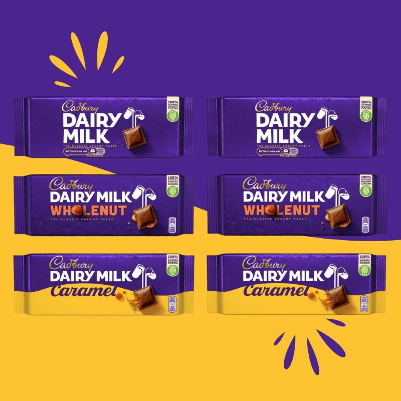 Cadbury Geschenkbox - Cadbury Vollmilchschokolade, Milch-Schokolade mit Rosinen und Mandeln, Milchschokolade mit Karamell-Creme-Füllung