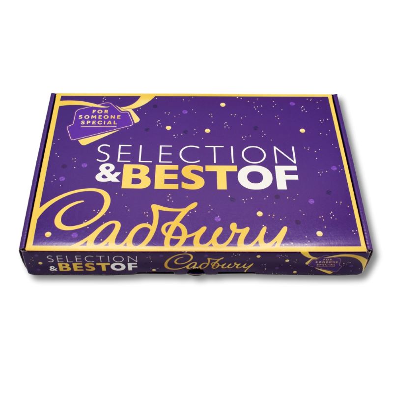 Cadbury Geschenkbox - Cadbury Vollmilchschokolade, Milch-Schokolade mit Rosinen und Mandeln, Milchschokolade mit Karamell-Creme-Füllung