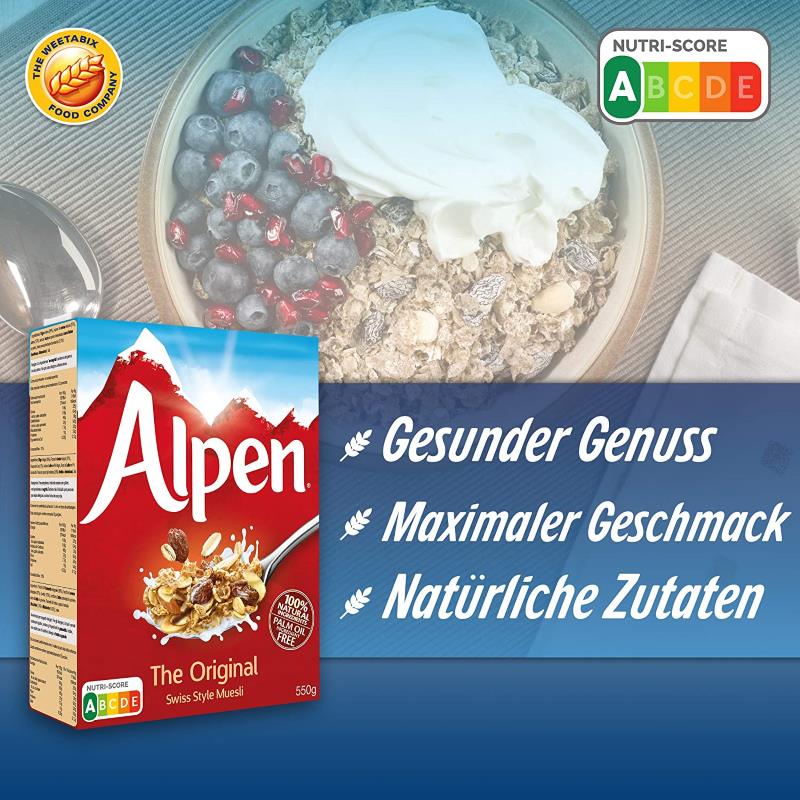 Weetabix Alpen Müsli Original 550g - Gesundes Frühstück im Schweizer ...