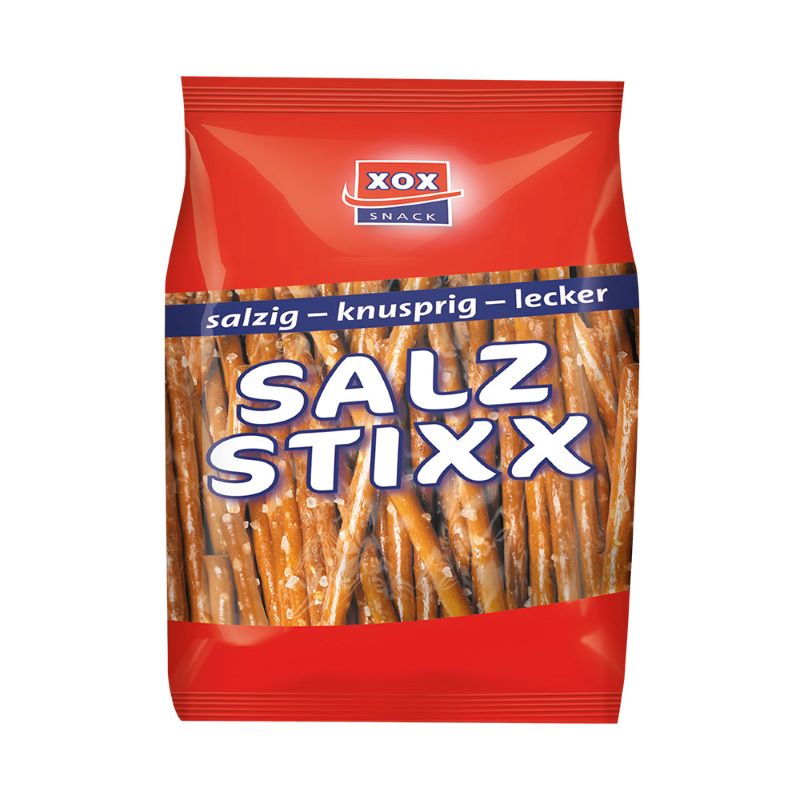 XOX Salz Stixx in 40g-Packung – Knuspriger salziger Snack aus Laugengebäck, ideal für zwischendurch, Oktoberfest und gesellige Abende